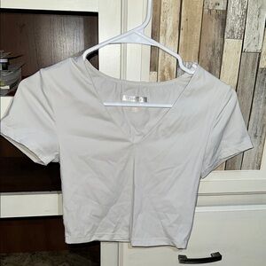 White V-Neck Women's Top